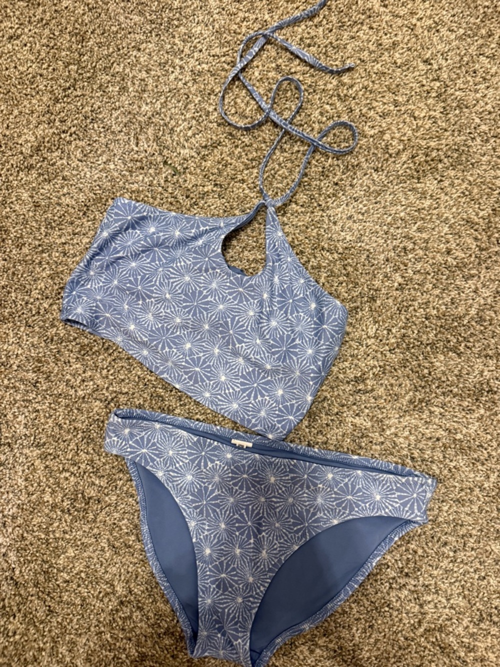 aerie Blue Floral High-Neck Bikini Set